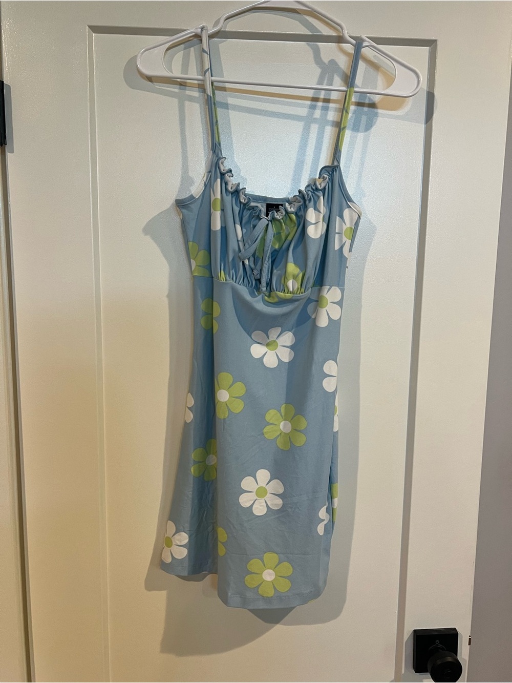 Blue Floral Spaghetti-Strap Chemise Nightdress